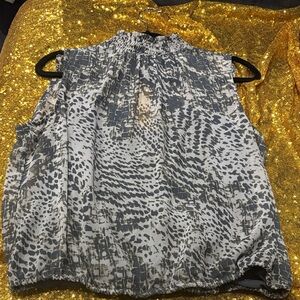 Express Gray and Cream Patterned Blouse